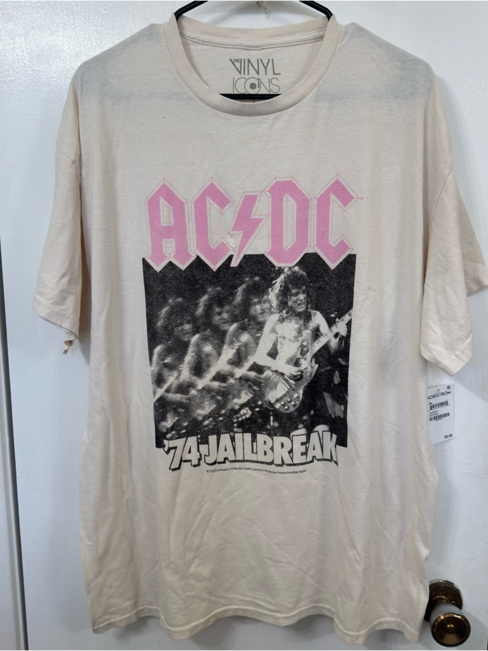 Nordstrom AC/DC '74 Jailbreak Graphic Tee in Cream and Pink